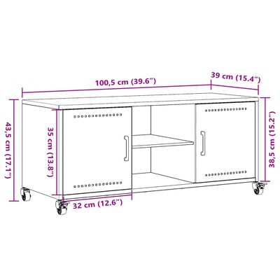 vidaXL TV Cabinet Pink 100.5x39x43.5 cm Steel