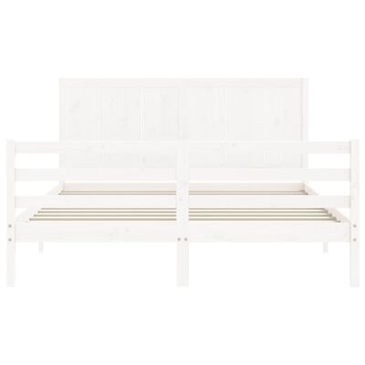 vidaXL Bed Frame without Mattress White King Size Solid Wood