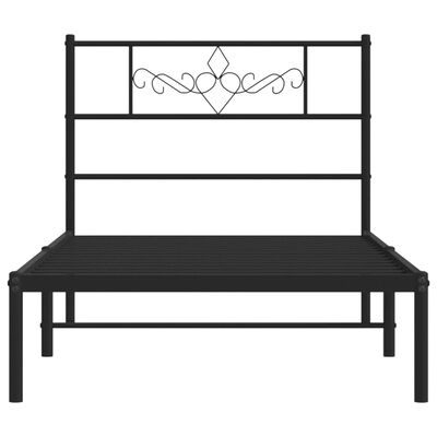 vidaXL Metal Bed Frame without Mattress with Headboard Black 100x200 cm