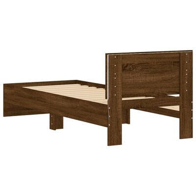 vidaXL Bed Frame without Mattress with LED Lights Brown Oak 75x190 cm Small Single