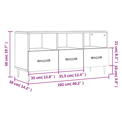 vidaXL TV Cabinet Black 102x36x50 cm Engineered Wood