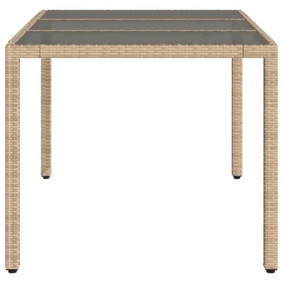 vidaXL Garden Table with Glass Top Beige 150x90x75 cm Poly Rattan