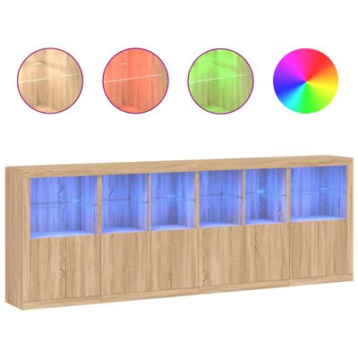 vidaXL Sideboard with LED Lights Sonoma Oak 283x37x100 cm