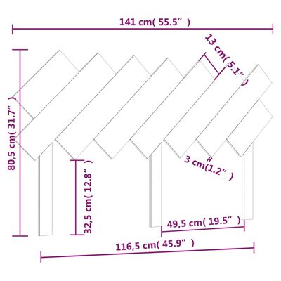 vidaXL Bed Headboard White 141x3x80.5 cm Solid Wood Pine