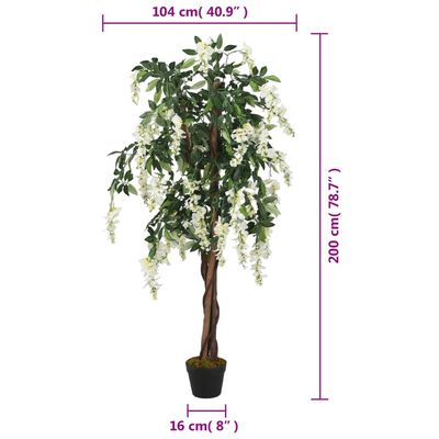 vidaXL Artificial Wisteria Tree 1470 Leaves 200 cm Green and White