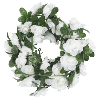 vidaXL Christmas Flower Garlands 6 pcs White 240 cm