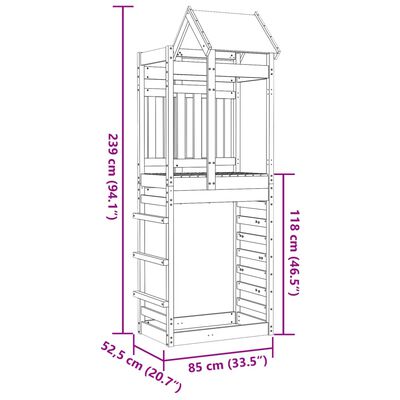 vidaXL Play Tower with Rockwall 85x52.5x239 cm Solid Wood Douglas Fir