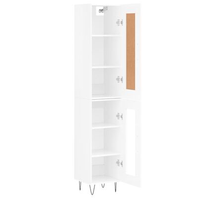 vidaXL Highboard High Gloss White 34.5x34x180 cm Engineered Wood