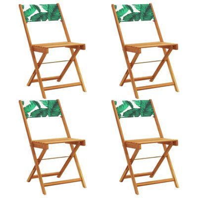 vidaXL Folding Garden Chairs 4 pcs Green Fabric and Solid Wood