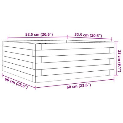 vidaXL Garden Planter White 60x60x23 cm Solid Wood Pine