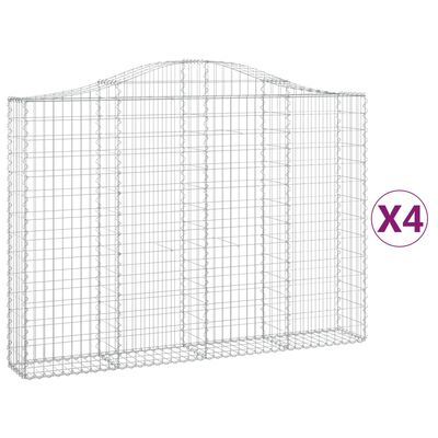 vidaXL Arched Gabion Baskets 4 pcs 200x30x140/160 cm Galvanised Iron