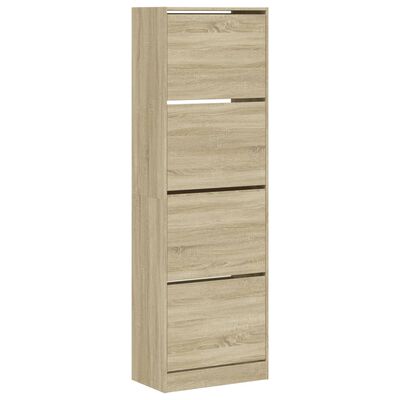 vidaXL Shoe Cabinet with 4 Flip-Drawers Sonoma Oak 60x34x187.5 cm