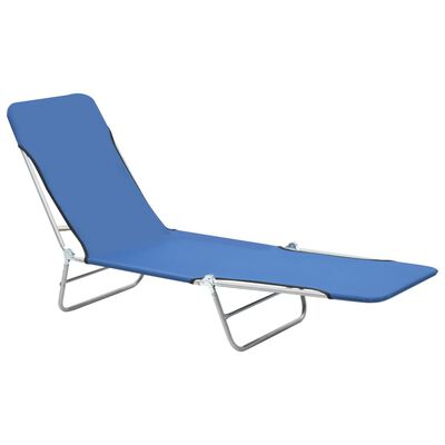 vidaXL Folding Sun Loungers 2 pcs Steel and Fabric Blue