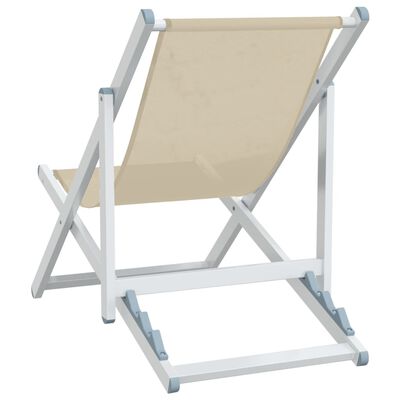 vidaXL Folding Beach Chairs 2 pcs Cream Aluminium and Textilene