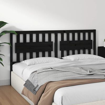 vidaXL Bed Headboard Black 185.5x4x100 cm Solid Wood Pine