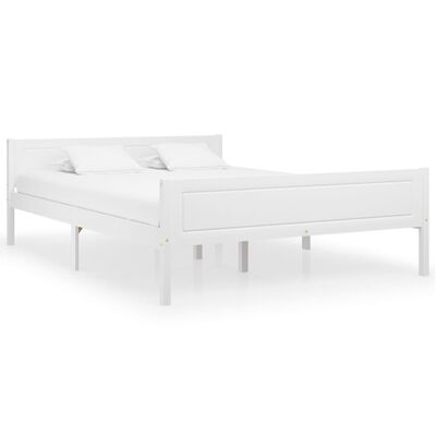 vidaXL Bed Frame without Mattress Solid Pinewood White 160x200 cm