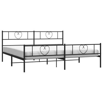 vidaXL Metal Bed Frame without Mattress with Footboard Black 200x200 cm