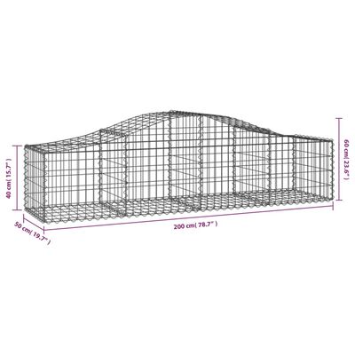 vidaXL Arched Gabion Baskets 4 pcs 200x50x40/60 cm Galvanised Iron