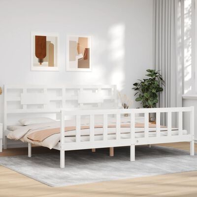 vidaXL Bed Frame without Mattress White 200x200 cm Solid Wood Pine