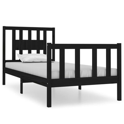 vidaXL Bed Frame without Mattress Black 90x190 cm Single Solid Wood