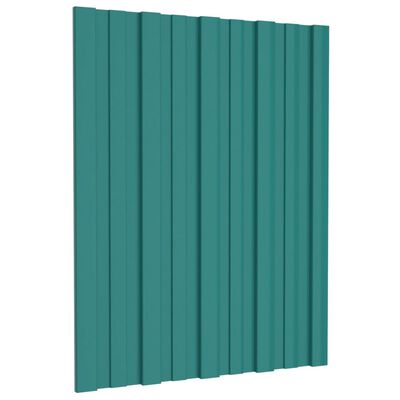 vidaXL Roof Panels 12 pcs Galvanised Steel Green 60x45 cm