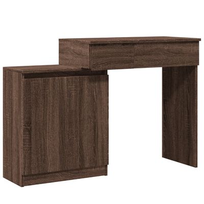 vidaXL Dressing Table with LED Brown Oak 115x37x110.5 cm