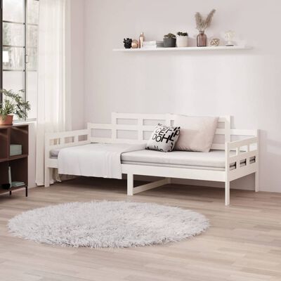 vidaXL Day Bed without Mattress White Solid Wood Pine 90x200 cm