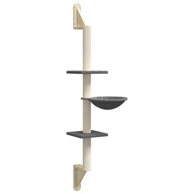 vidaXL Wall-mounted Cat Tree with Scratching Post Dark Grey 142.5 cm