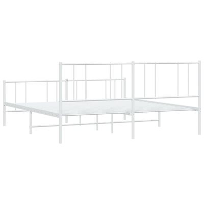 vidaXL Metal Bed Frame without Mattress with Footboard White 183x213 cm