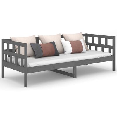 vidaXL Day Bed without Mattress Grey Solid Wood Pine 90x200 cm