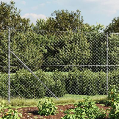 vidaXL Chain Link Fence with Flange Silver 1.4x10 m