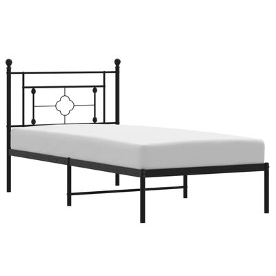 vidaXL Metal Bed Frame without Mattress with Headboard Black 100x200 cm