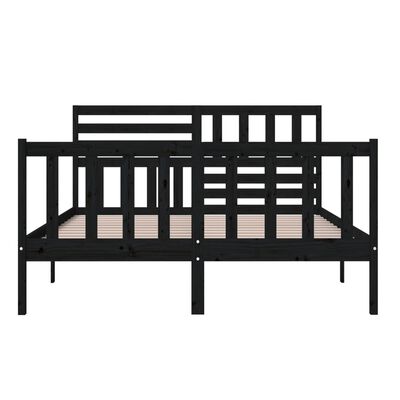 vidaXL Bed Frame without Mattress Black King Size Solid Wood