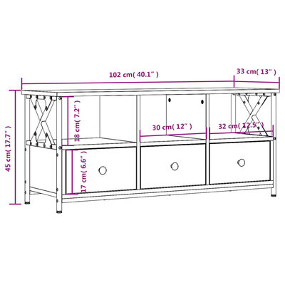 vidaXL TV Cabinet Black 102x33x45 cm Engineered Wood&Iron