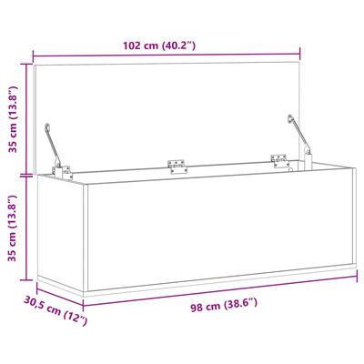 vidaXL Storage Box Smoked Oak 102x35x35 cm Engineered Wood