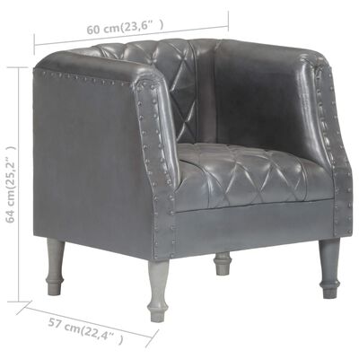 vidaXL Tub Chair Grey Real Goat Leather