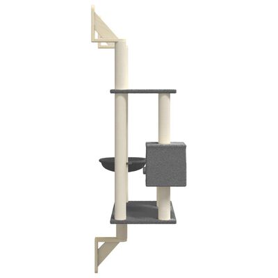 vidaXL Wall-mounted Cat Tree with Scratching Post Dark Grey 153 cm