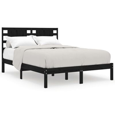 vidaXL Bed Frame without Mattress Black 120x200 cm Solid Wood Pine