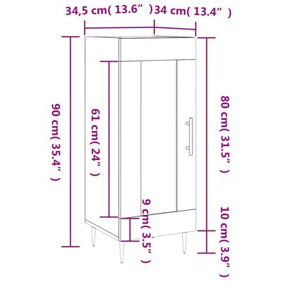 vidaXL Sideboard Smoked Oak 34.5x34x90 cm Engineered Wood