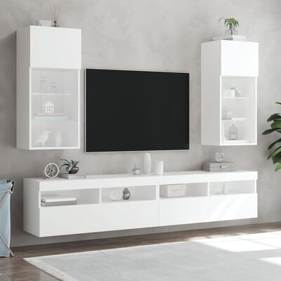 vidaXL TV Cabinet with LED Lights White 40.5x30x90 cm