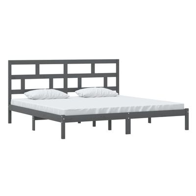 vidaXL Bed Frame without Mattress Grey Solid Wood Pine 200x200 cm (810039+814216)