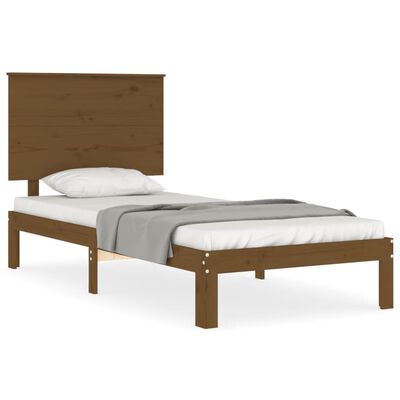 vidaXL Bed Frame with Headboard Honey Brown 100x200 cm Solid Wood