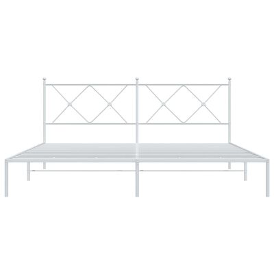 vidaXL Metal Bed Frame without Mattress with Headboard White 180x200 cm Super King