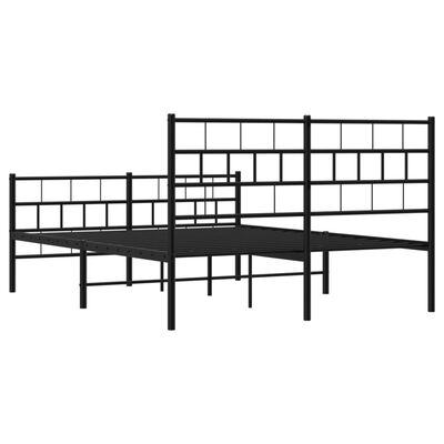 vidaXL Metal Bed Frame without Mattress with Footboard Black 135x190 cm Double