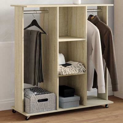 vidaXL Wardrobe with Wheels Sonoma Oak 102x38x110 cm Engineered Wood