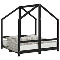 vidaXL Kids Bed Frame Black 2x(70x140) cm Solid Wood Pine