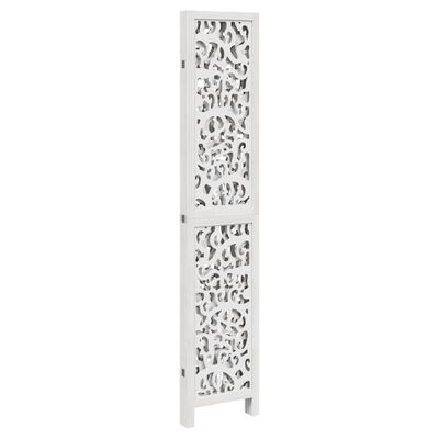 vidaXL Room Divider 4 Panels White Solid Wood Paulownia