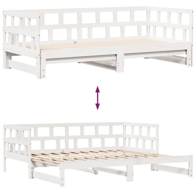 vidaXL Daybed with Trundle and Drawers without Mattress White 90x200 cm