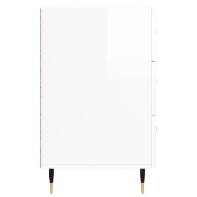 vidaXL Bedside Cabinet High Gloss White 40x40x66 cm Engineered Wood