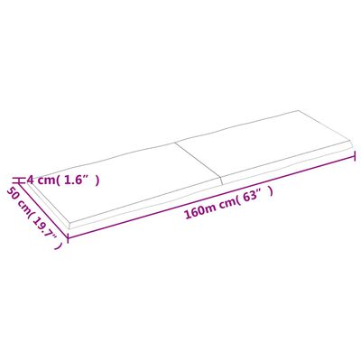 vidaXL Table Top 160x50x(2-4) cm Untreated Solid Wood Live Edge